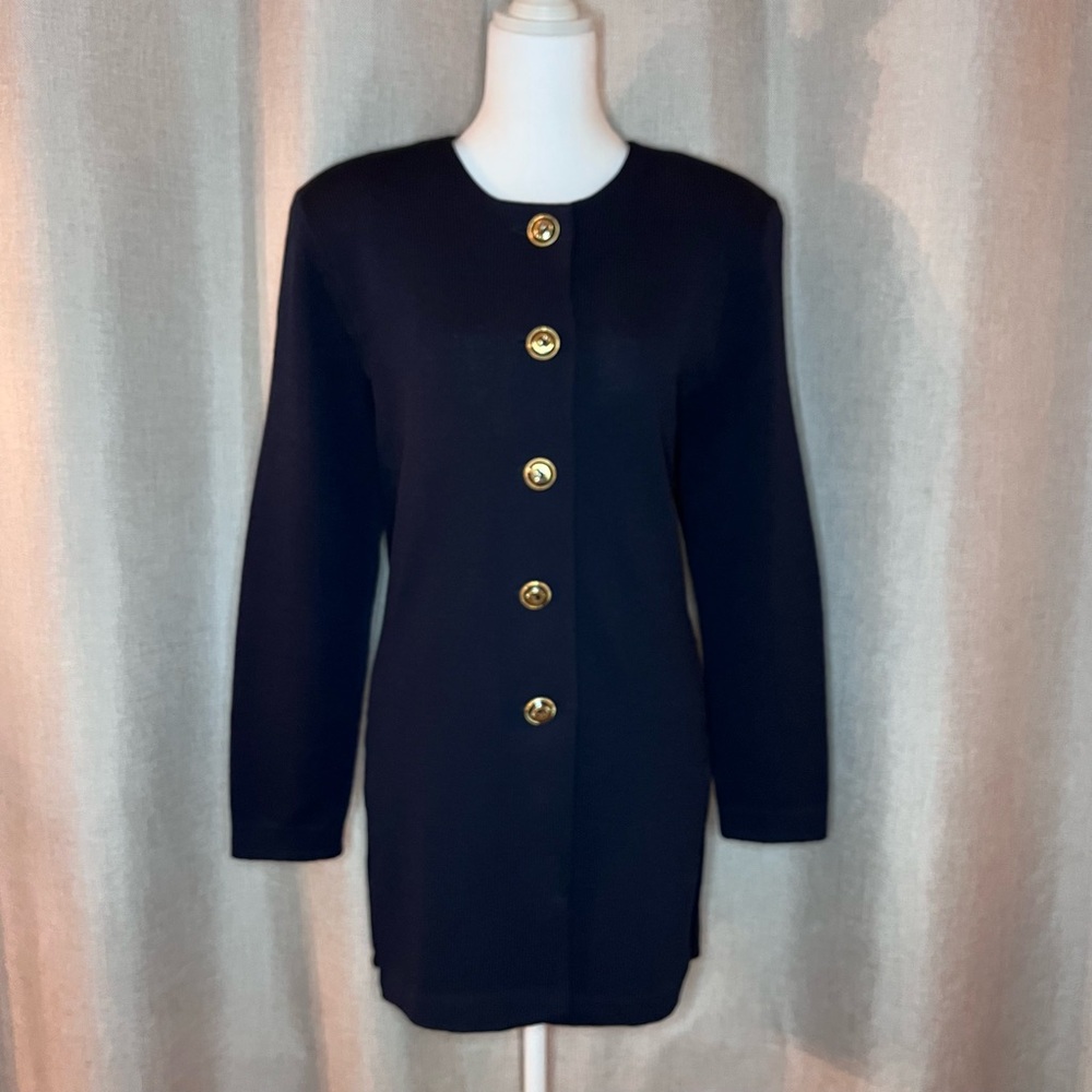 Vintage 90’s St. John Santana Knit Suit Jacket Single-Breasted Cardigan Womens L